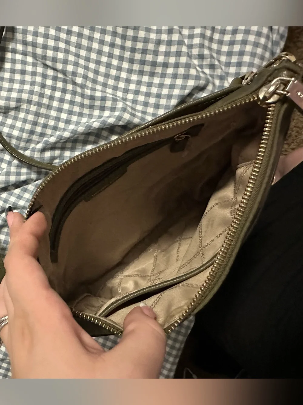 Michael Kors Olive Leather Messenger Crossbody